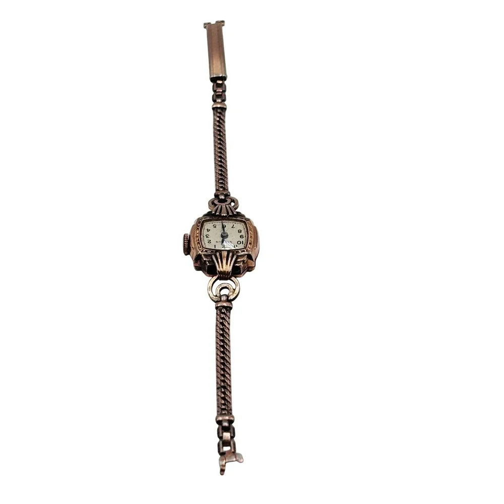 AS IS Vintage Benrus 10K Gold Filled Art Deco Cocktail Watch Square Dial 466453